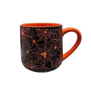 Disney Mug Mickey Mouse Spiders‎ Webs Halloween Black Orange Ears NEW Haunted